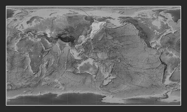Okhotská Tektonická Deska Mapě Nadmořské Výšky Stupních Šedi Pattersonově Válcovité — Stock fotografie