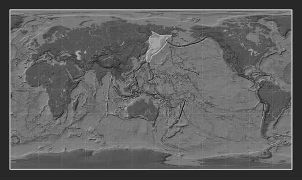Okhotsk Płyta Tektoniczna Dwupoziomowej Mapie Wzniesień Patterson Cylindryczna Projekcja Skoncentrowana — Zdjęcie stockowe