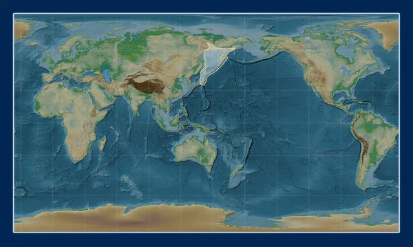 Okhotská Tektonická Deska Mapě Fyzické Výšky Pattersonově Válcovité Projekci Uprostřed — Stock fotografie