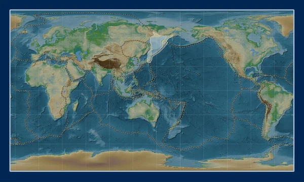 Okhotská Tektonická Deska Mapě Fyzické Výšky Pattersonově Válcové Projekci Středem — Stock fotografie