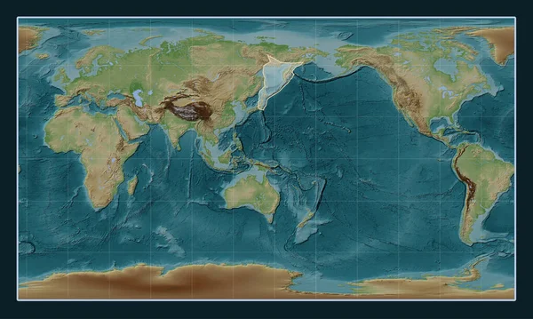 Okhotská Tektonická Deska Mapě Výšky Stylu Wiki Pattersonově Válcovité Projekci — Stock fotografie
