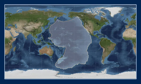 Placa Tectónica Del Pacífico Mapa Satélite Mármol Azul Proyección Cilíndrica — Foto de Stock