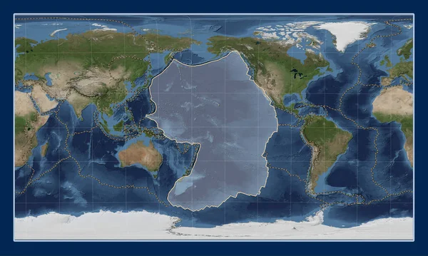 Stilla Havet Tektoniska Plattan Blue Marble Satellitkarta Patterson Cylindriska Sneda — Stockfoto