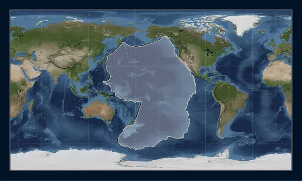 Stilla Havet Tektonisk Platta Blue Marble Satellitkarta Patterson Cylindrisk Projektion — Stockfoto