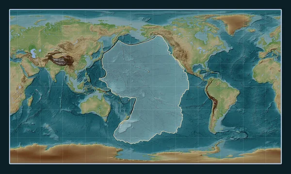Pacifická Tektonická Deska Mapě Nadmořské Výšky Stylu Wiki Pattersonově Válcovité — Stock fotografie