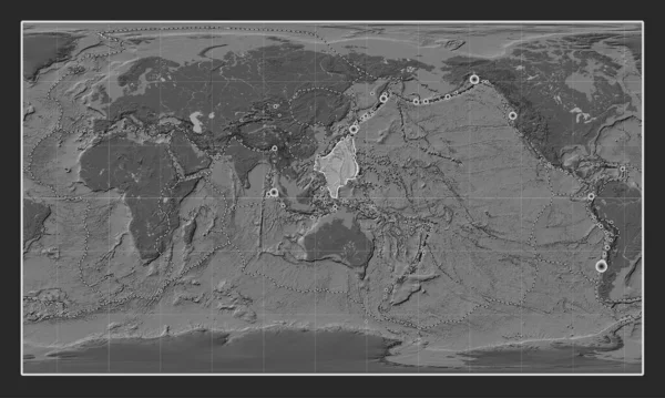 Filipínská Tektonická Deska Mapě Nadmořské Výšky Pattersonově Válcové Projekci Středem — Stock fotografie