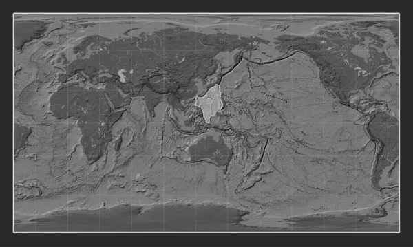 Płyta Tektoniczna Morza Filipińskiego Dwupoziomowej Mapie Wysokości Projekcji Cylindrycznej Patterson — Zdjęcie stockowe