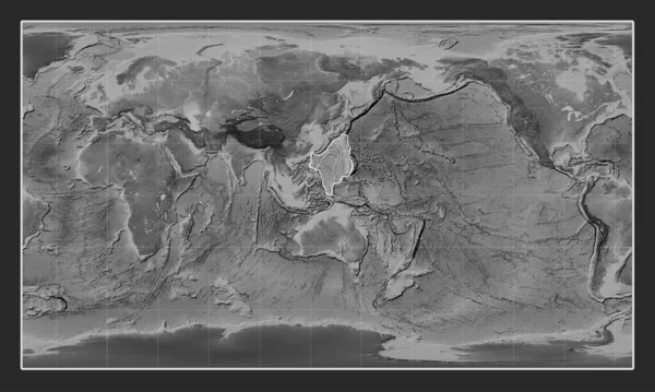 Philippine Sea Tectonic Plate Grayscale Hoogte Kaart Patterson Cilindrische Projectie — Stockfoto