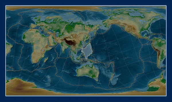 Filippinska Havet Tektonisk Platta Fysisk Höjd Kartan Patterson Cylindriska Sneda — Stockfoto