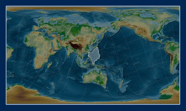 Filipínská Mořská Tektonická Deska Mapě Fyzické Výšky Pattersonově Válcovité Projekci — Stock fotografie