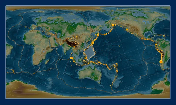 Filippinska Havet Tektonisk Platta Fysisk Höjd Kartan Patterson Cylindriska Sneda — Stockfoto