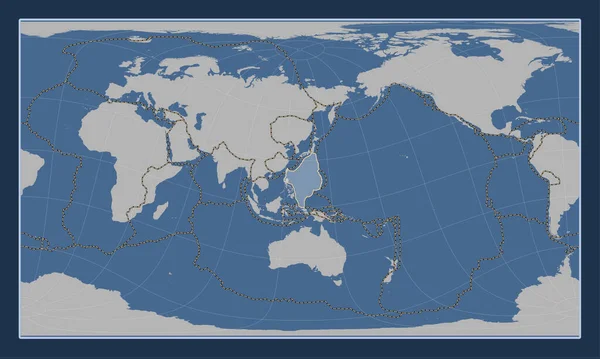 Placa Tectónica Del Mar Filipinas Mapa Contorno Sólido Proyección Cilíndrica —  Fotos de Stock