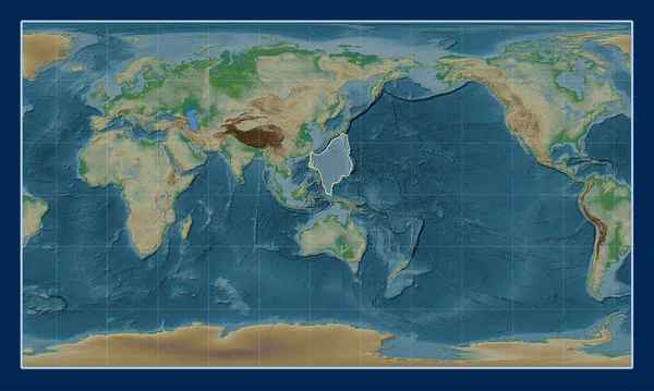 Filipínská Mořská Tektonická Deska Mapě Fyzické Výšky Pattersonově Válcovité Projekci — Stock fotografie