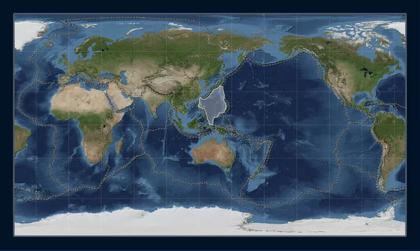 Filippinska Havet Tektonisk Platta Blue Marble Satellitkarta Patterson Cylindrisk Projektion — Stockfoto