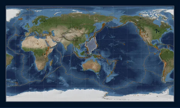 Philippine Sea Tektonische Plaat Blue Marble Satelliet Kaart Patterson Cilindrische — Stockfoto