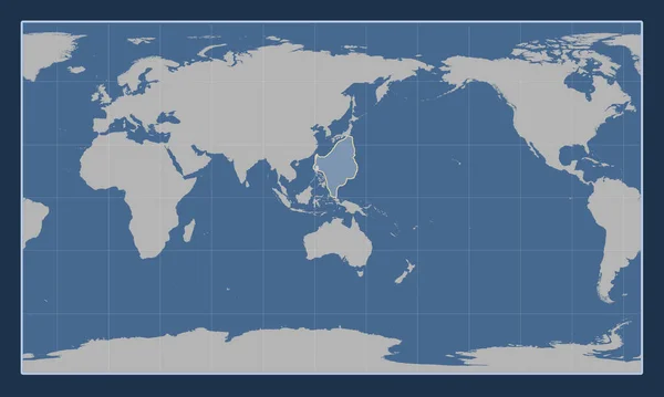 Placa Tectónica Del Mar Filipinas Mapa Contorno Sólido Proyección Cilíndrica —  Fotos de Stock