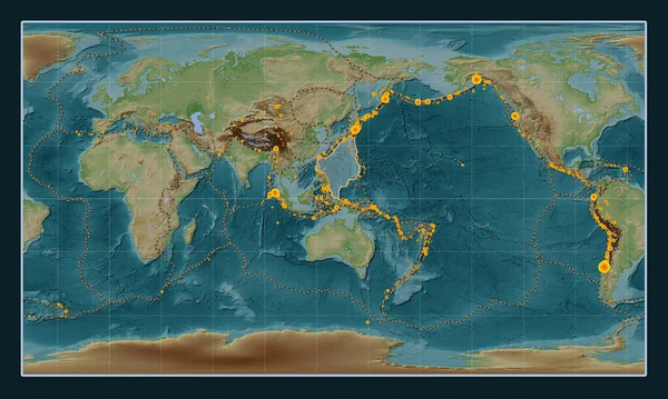 Filipin Denizi Tektonik Plakası Patterson Silindirik Projeksiyonunun Meridyenik Merkezli Wiki — Stok fotoğraf