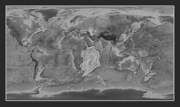 Somálská Tektonická Deska Výškové Mapě Stupních Šedi Pattersonově Válcové Projekci — Stock fotografie