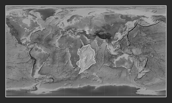 Somálská Tektonická Deska Výškové Mapě Stupních Šedi Pattersonově Válcovité Projekci — Stock fotografie