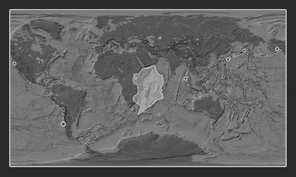 Somalische Tektonische Plaat Bilevel Elevatie Kaart Patterson Cilindrische Oblique Projectie — Stockfoto