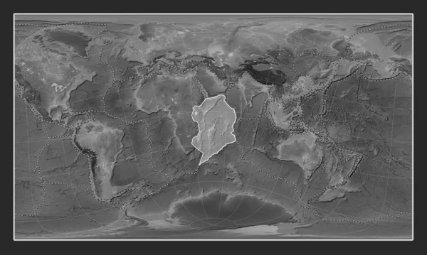 Somalische Tektonische Plaat Grayscale Elevatie Kaart Patterson Cilindrische Oblique Projectie — Stockfoto
