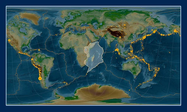 Placa Tectónica Somalí Mapa Elevación Física Proyección Cilíndrica Oblicua Patterson — Foto de Stock