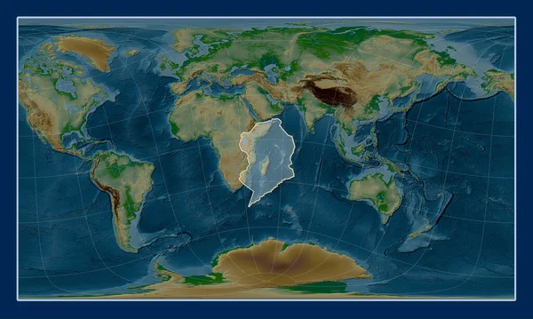 Somalijska Płyta Tektoniczna Mapie Elewacji Fizycznej Projekcji Patterson Cylindrical Oblique — Zdjęcie stockowe