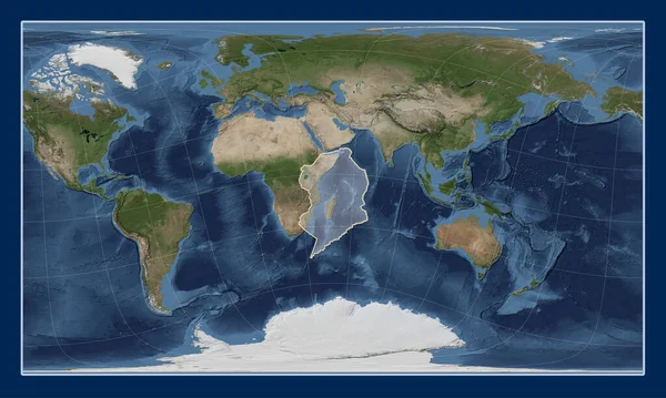 Somalijska Płyta Tektoniczna Mapie Satelitarnej Niebieskiego Marmuru Projekcji Patterson Cylindrical — Zdjęcie stockowe