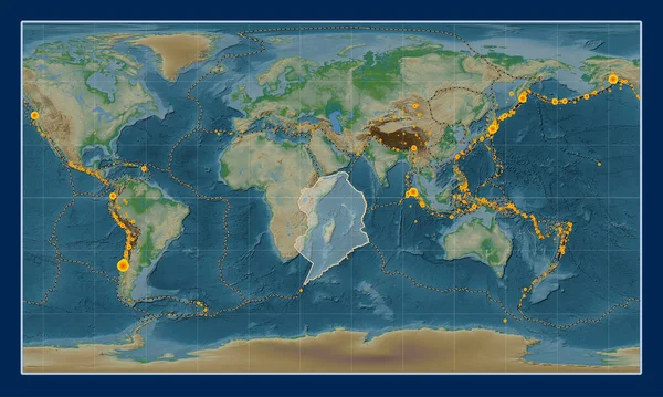 Placa Tectônica Somaliana Mapa Elevação Física Projeção Cilíndrica Patterson Centrada — Fotografia de Stock
