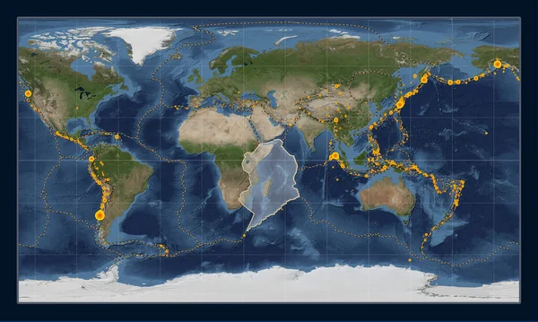 Placa Tectónica Somalí Mapa Satélite Mármol Azul Proyección Cilíndrica Patterson — Foto de Stock