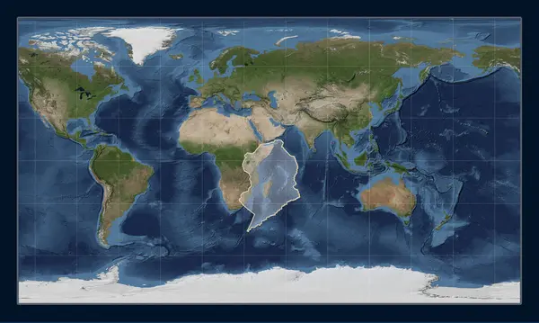 Сомалійська Тектонічна Плита Супутниковій Карті Блакитного Мармуру Циліндричній Проекції Паттерсона — стокове фото