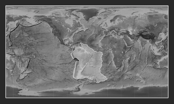 Jihoamerická Tektonická Deska Mapě Nadmořské Výšky Stupních Šedi Pattersonově Válcovité — Stock fotografie