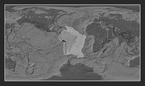 Plaque Tectonique Sud Américaine Sur Carte Élévation Bilevel Dans Projection — Photo