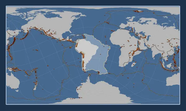 Południowoamerykańska Płyta Tektoniczna Litej Mapie Konturu Projekcji Patterson Cylindrical Oblique — Zdjęcie stockowe