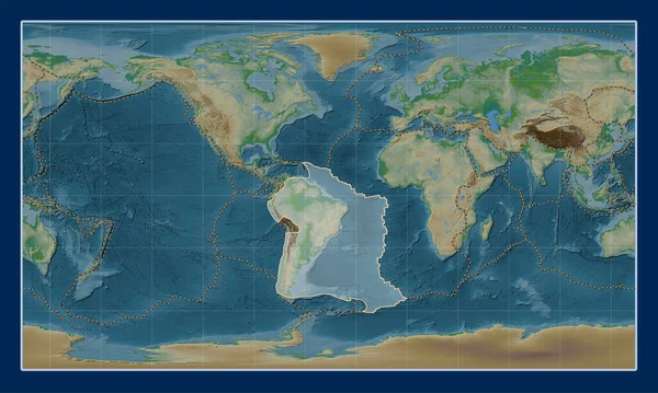 Sydamerikansk Tektonisk Platta Den Fysiska Höjdkartan Patterson Cylindrisk Projektion Centrerad — Stockfoto