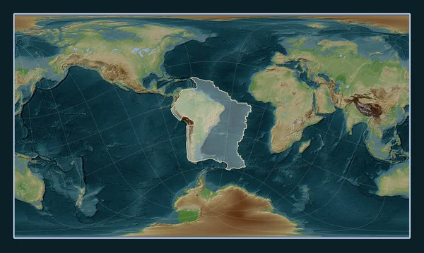Zuid Amerikaanse Tektonische Plaat Wiki Stijl Hoogte Kaart Patterson Cilindrische — Stockfoto