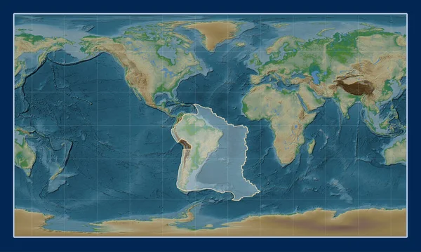 Zuid Amerikaanse Tektonische Plaat Fysieke Hoogte Kaart Patterson Cilindrische Projectie — Stockfoto
