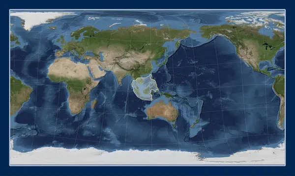 Mavi Mermer Uydu Haritasında Sunda Tektonik Plakası Patterson Silindirik Oblique — Stok fotoğraf