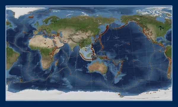 Placca Tettonica Sunda Sulla Mappa Satellitare Blue Marble Nella Proiezione — Foto Stock