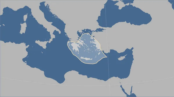 Forma Placa Tectónica Del Mar Egeo Mapa Contorno Sólido Proyección — Foto de Stock