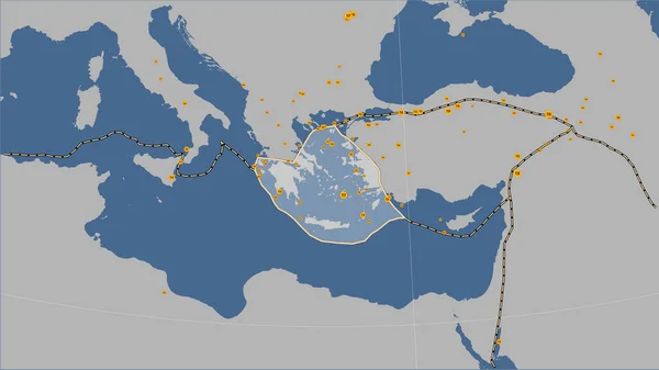 Platser För Jordbävningar Närheten Egeiska Havet Tektoniska Plattan Större Magnitud — Stockfoto