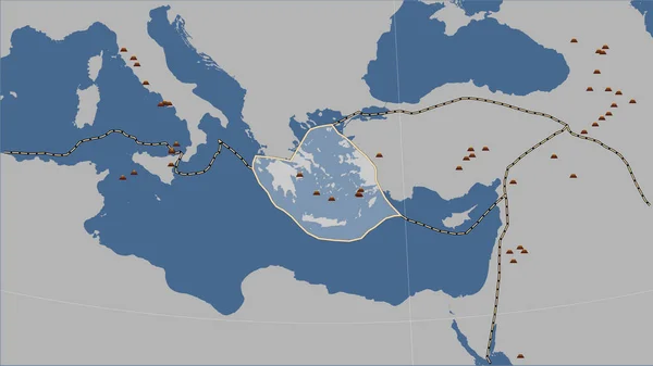 Distribución Volcanes Conocidos Alrededor Placa Tectónica Del Mar Egeo Mapa —  Fotos de Stock