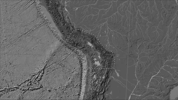 Patterson Silindirik Eğimli Projeksiyonunda Bilek Yüksekliği Haritasında Altiplano Tektonik Plakasının — Stok fotoğraf