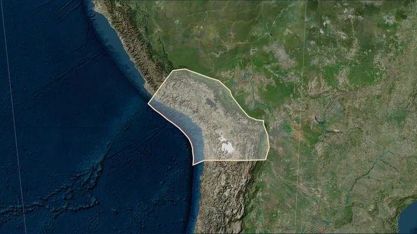 Forma Placa Tectónica Del Altiplano Mapa Satélite Mármol Azul Proyección — Foto de Stock