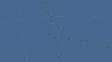 Juan Fernandez tektonik plakası ve Patterson silindirik (eğimli) projeksiyonunda katı hat haritasında komşu plakaların sınırları