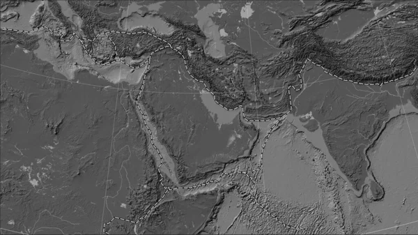 Limites Des Plaques Tectoniques Adjacentes Plaque Tectonique Arabe Sur Carte — Photo
