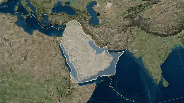 Аравійська Тектонічна Плита Межі Сусідніх Плит Супутниковій Карті Блакитного Мармуру — стокове фото
