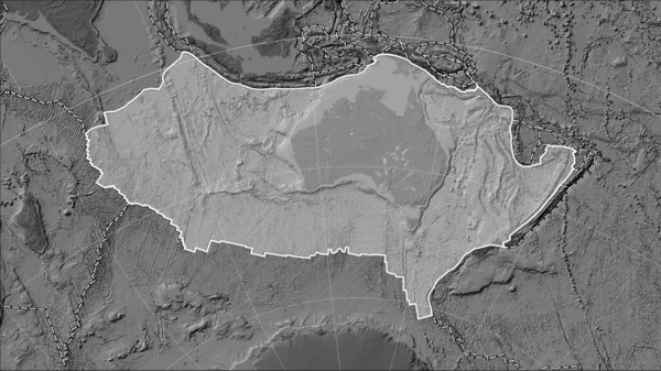 Australisk Tektonisk Platta Och Gränserna För Angränsande Plattor Galla Höjd — Stockfoto