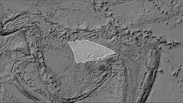 Распределение Известных Вулканов Вокруг Тектонической Плиты Рифа Балморал Карте Высоты — стоковое фото
