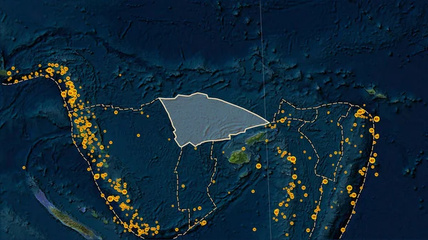 Localizaciones Terremotos Las Proximidades Placa Tectónica Del Arrecife Balmoral Mayor — Foto de Stock